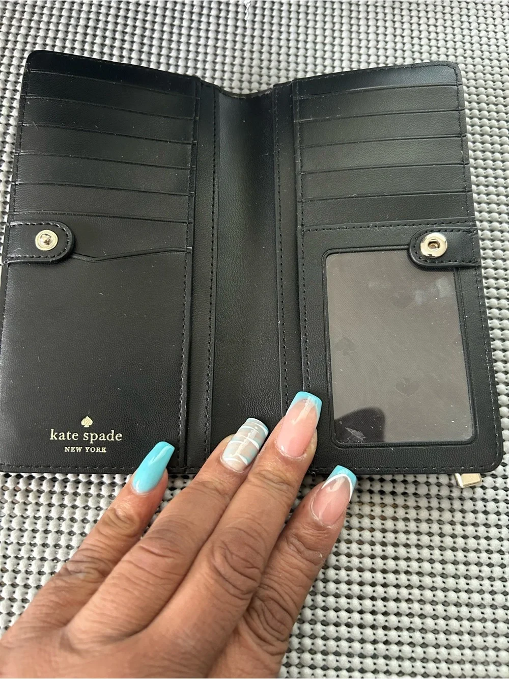kate spade Black Floral Continental Wallet with Multicolor Blooms